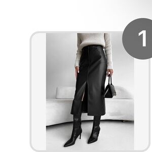 Faux Leather Midi Skirt